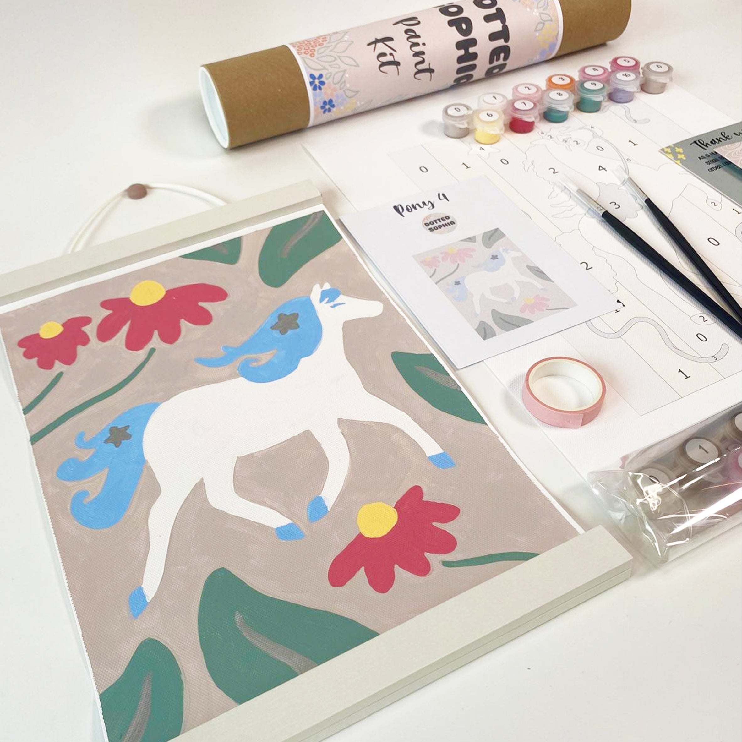 Pony Party Blue and Silver Paint by Number Kit