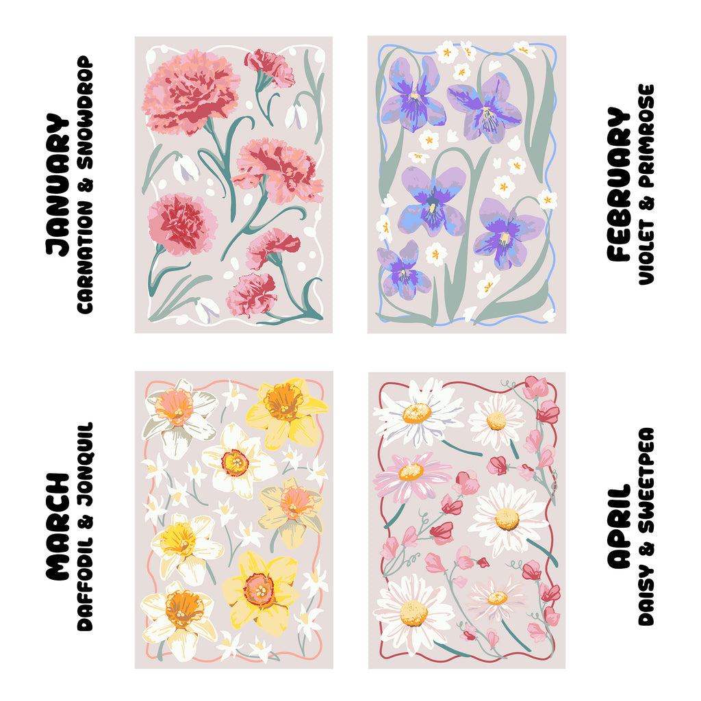 May Birth Flowers Lily of the Valley & Hawthorn Sip and Paint by Number Kit