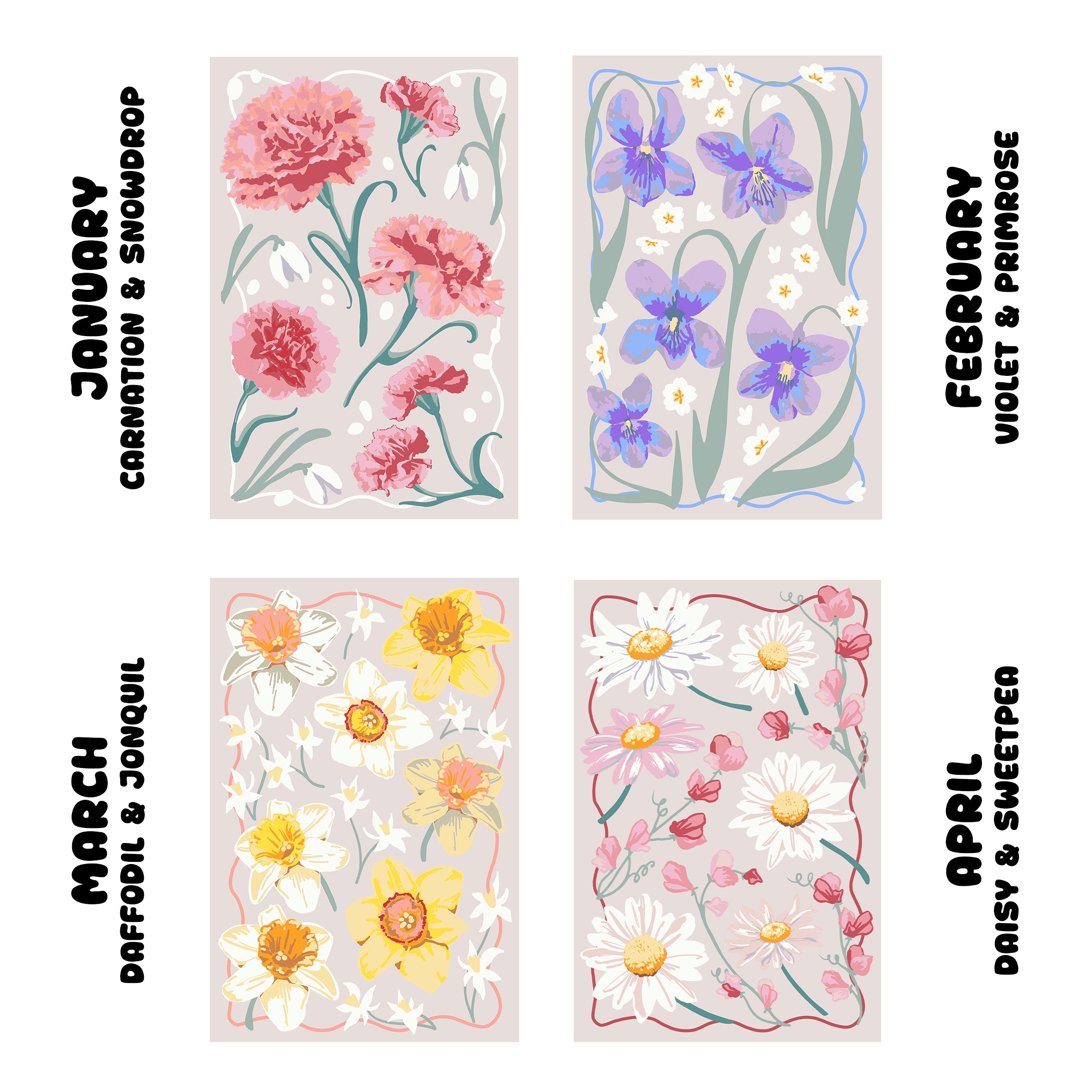 May Birth Flowers Lily of the Valley & Hawthorn Sip and Paint by Number Kit