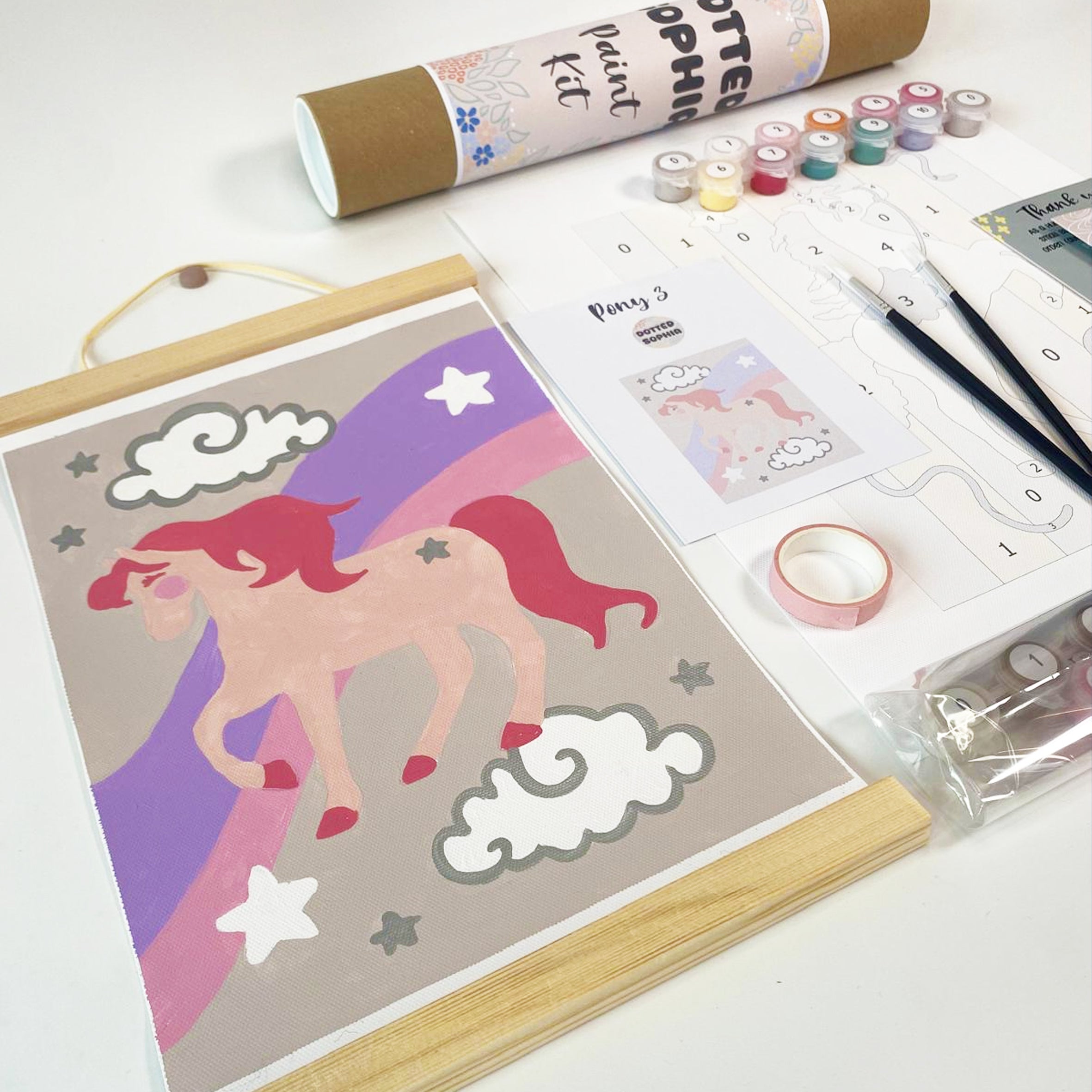 Pony Party Pink and Silver Paint by Number Kit