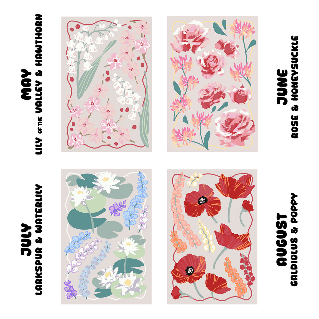 May Birth Flowers Lily of the Valley & Hawthorn Sip and Paint by Number Kit