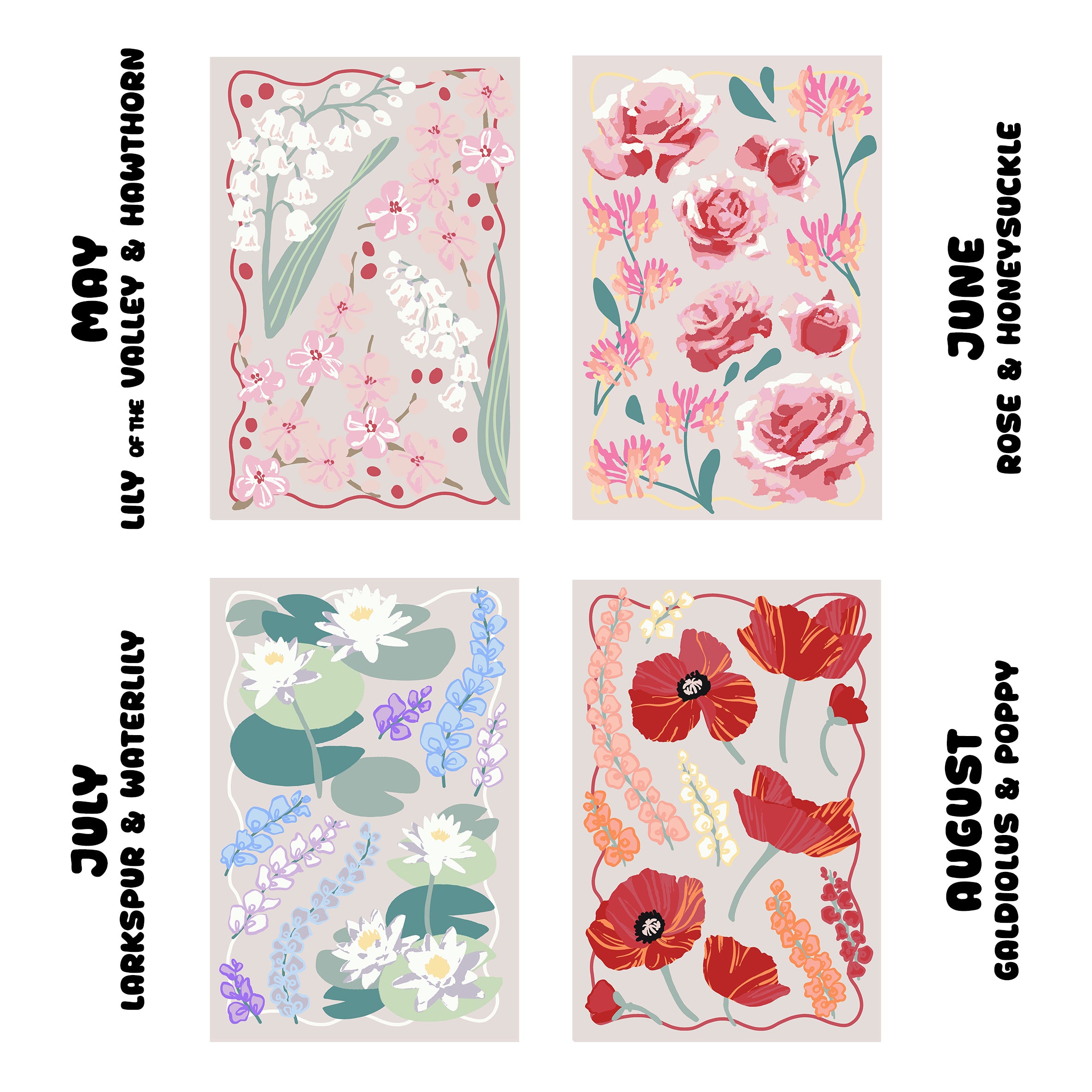 May Birth Flowers Lily of the Valley & Hawthorn Sip and Paint by Number Kit