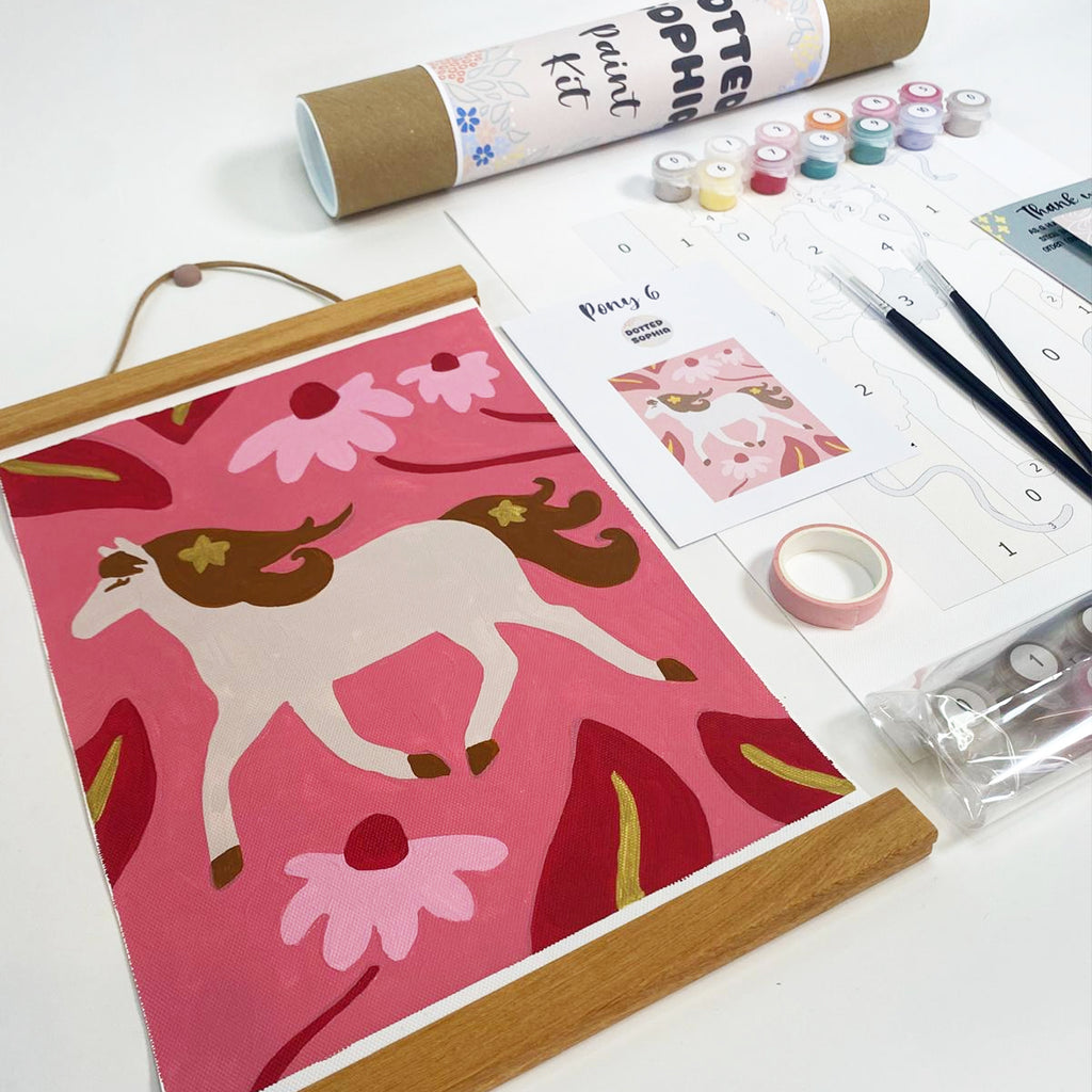 Pony Party Hot Pink and Gold Paint by Number Kit