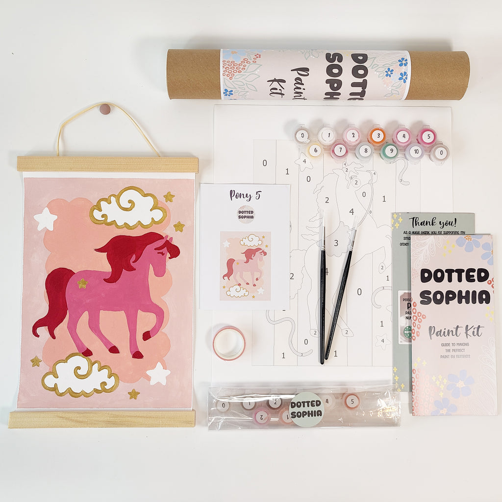 Pony Party Peach and Gold Paint by Number Kit