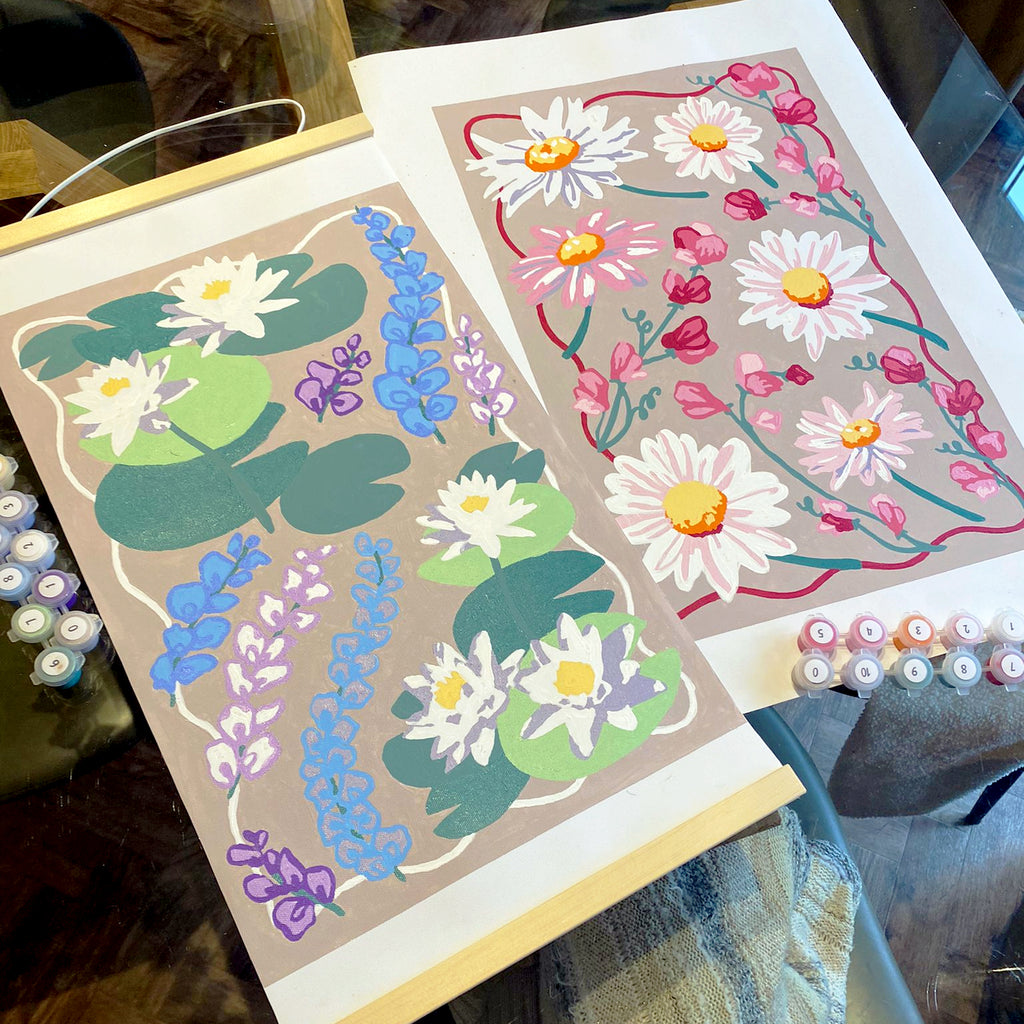May Birth Flowers Lily of the Valley & Hawthorn Sip and Paint by Number Kit