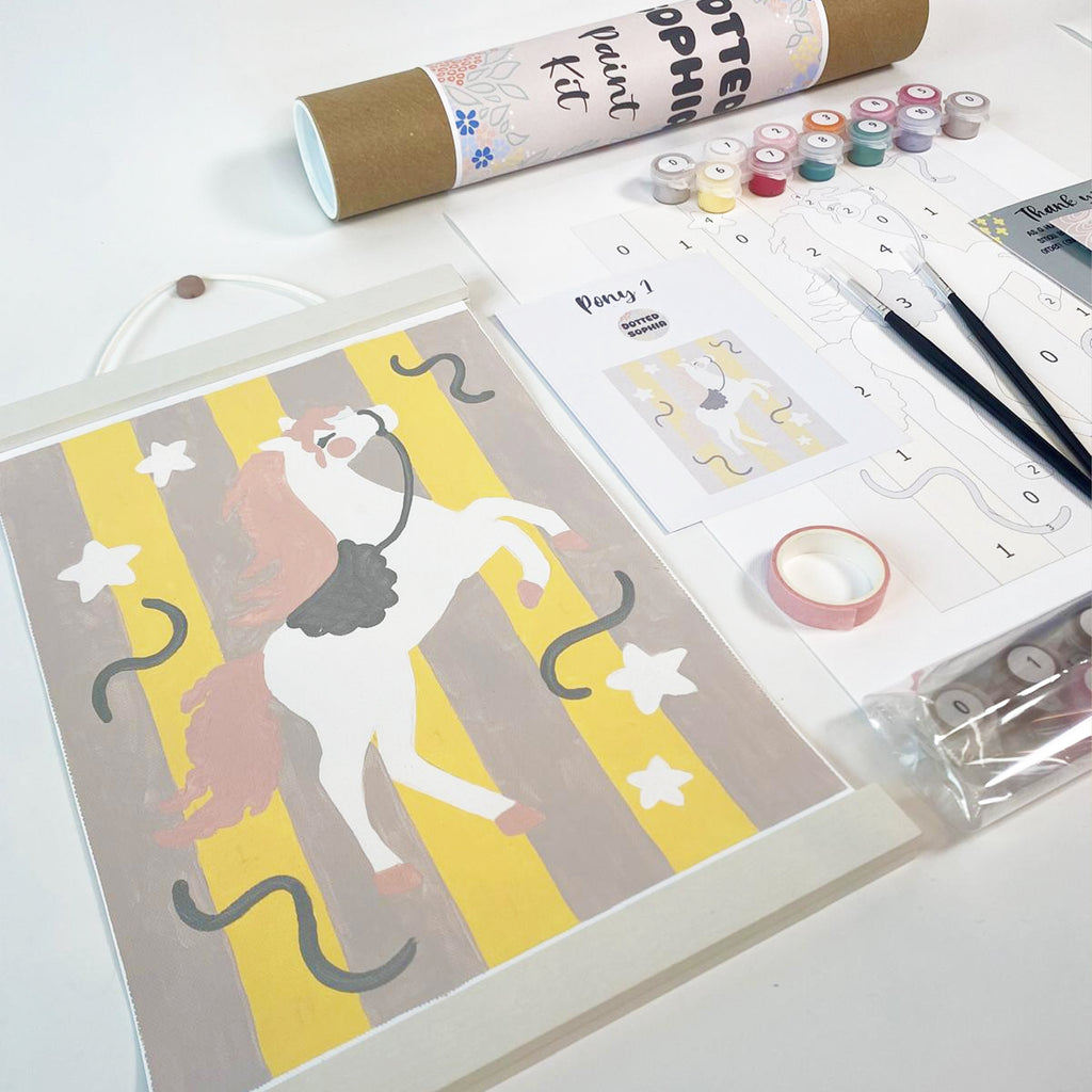 Pony Party Yellow and Silver Paint by Number Kit