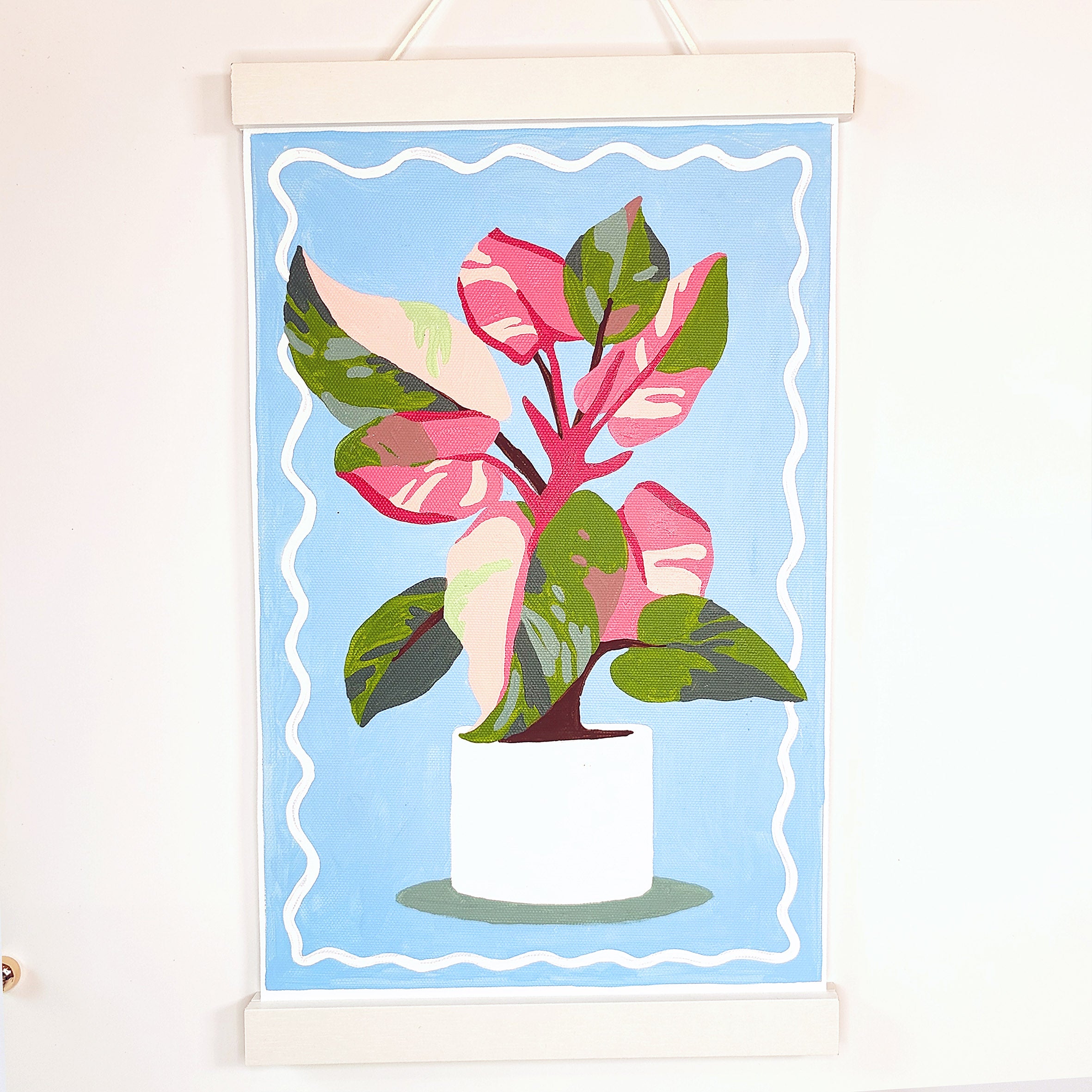 House Plant Sip and Paint by Number Kit Series - Pink Philodendron Tropical