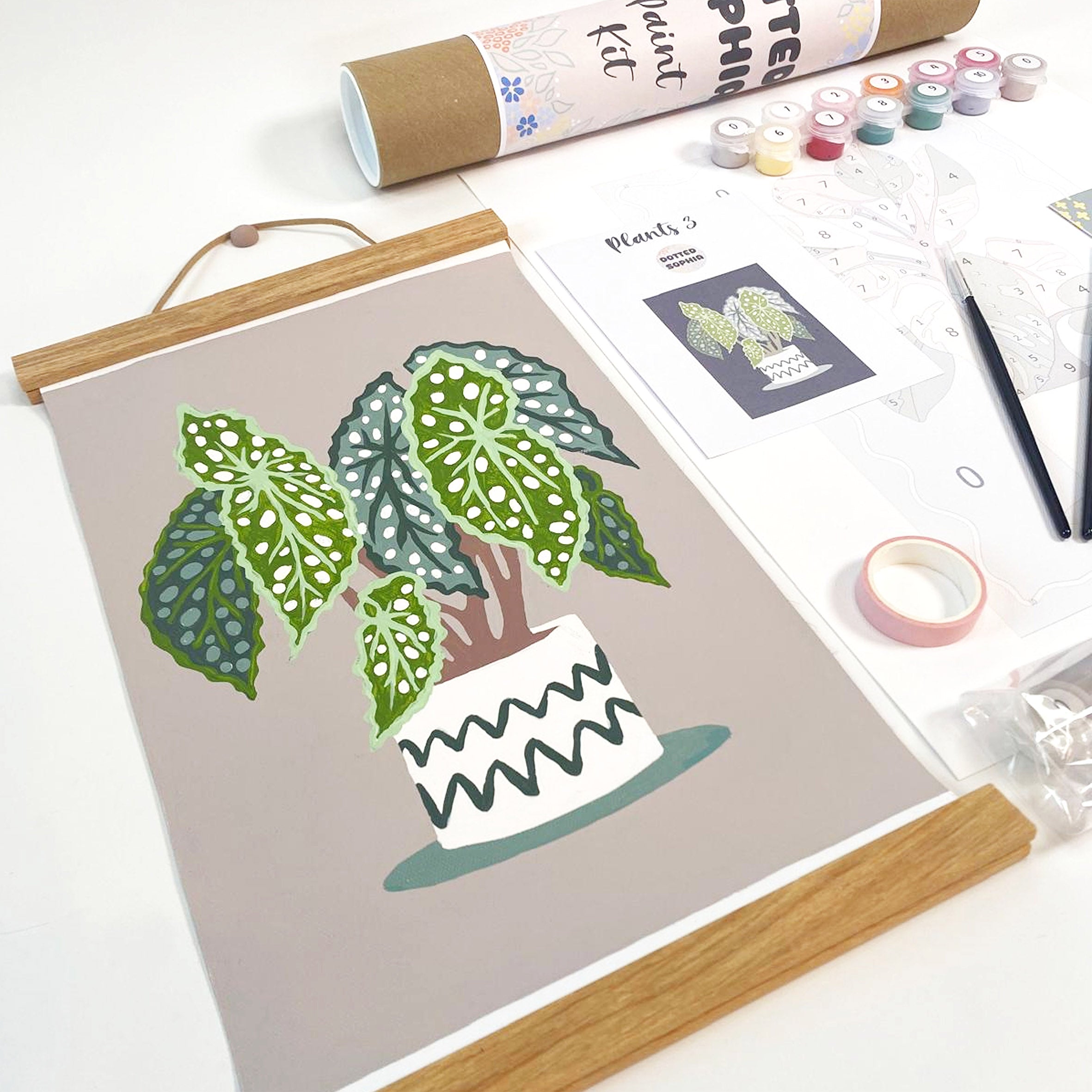 House Plant Sip and Paint by Number Kit Series - Spotted Leaf Begonia Maculata Tropical