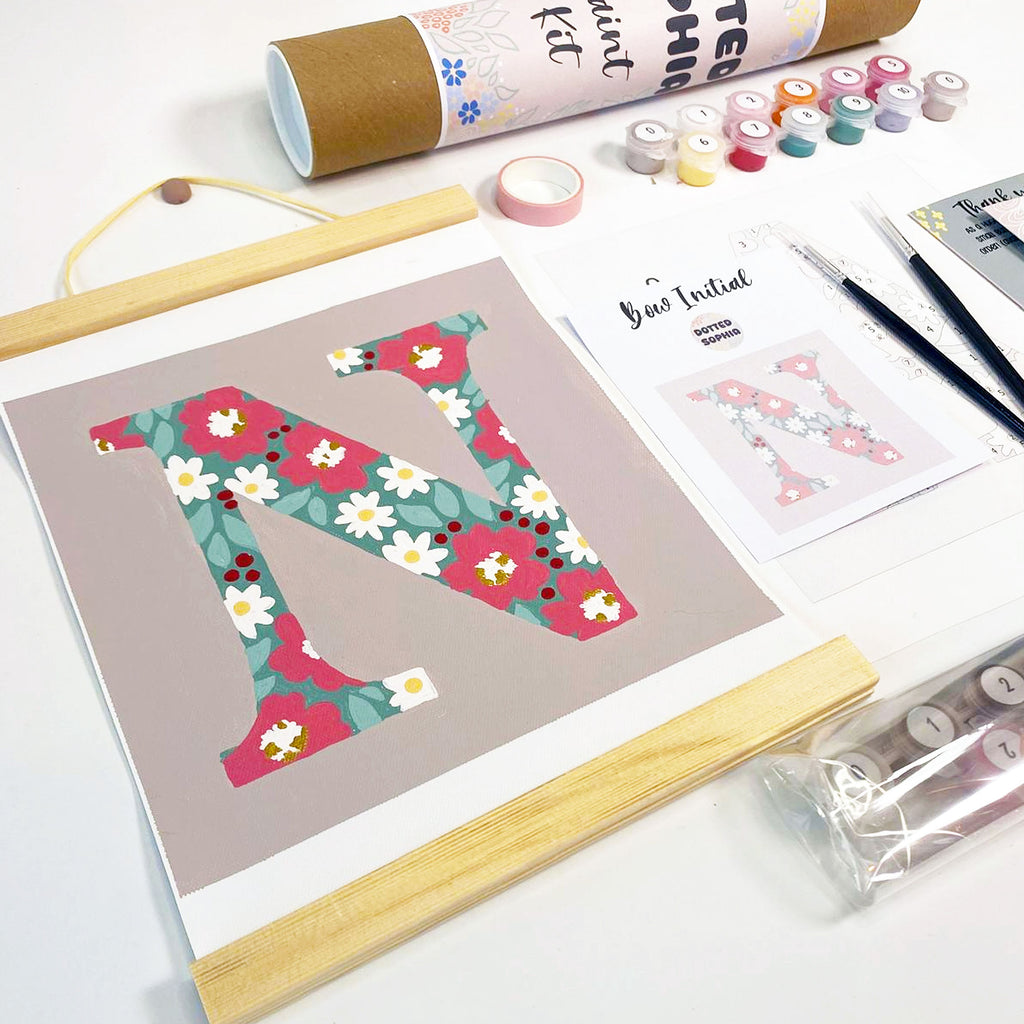 Custom Floral Initial Name Paint by Number Kit