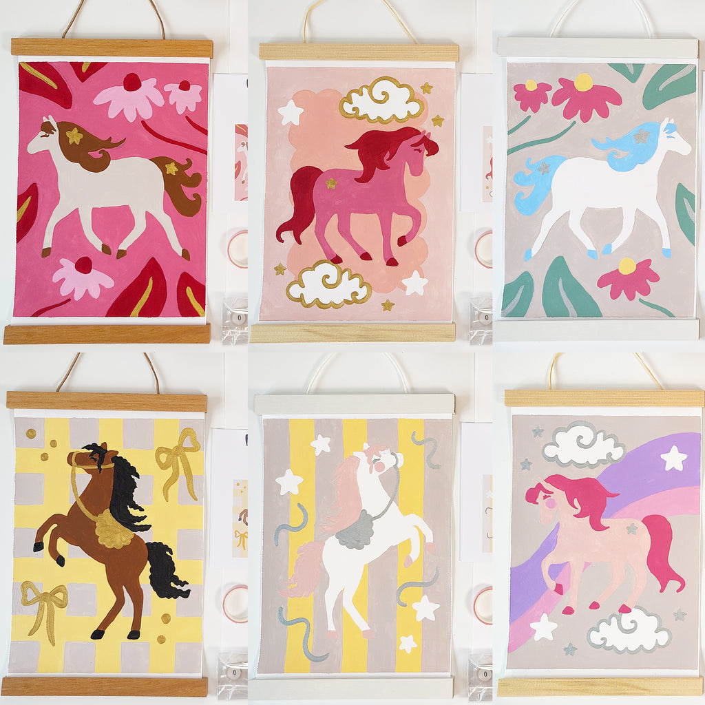 Pony Party Pink and Silver Paint by Number Kit