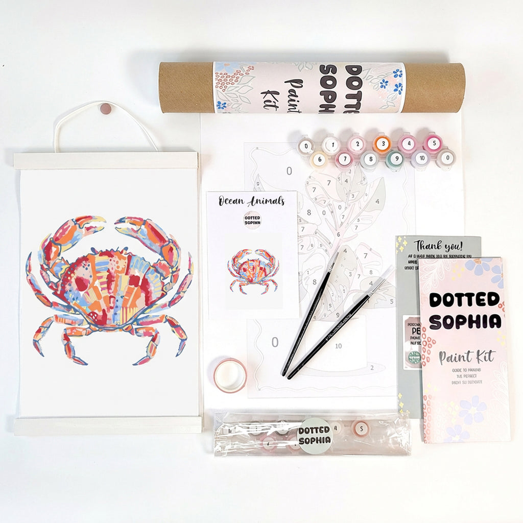 Ocean Animals Sip and Paint by Number Kit Series - Colourful Abstract Crab