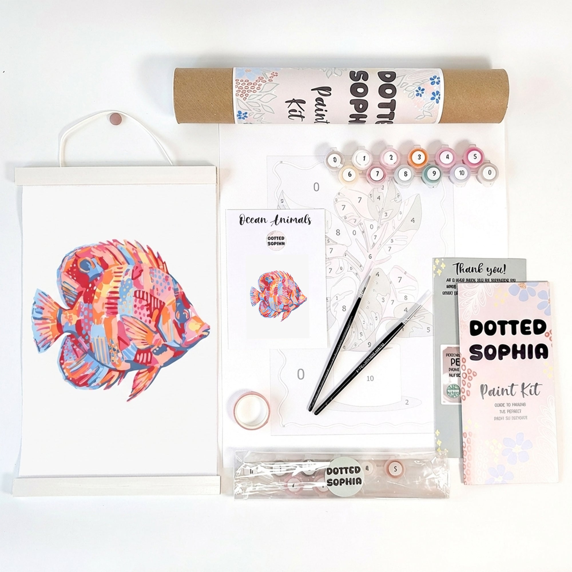 Ocean Animals Sip and Paint by Number Kit Series - Colourful Abstract Tropical Fish