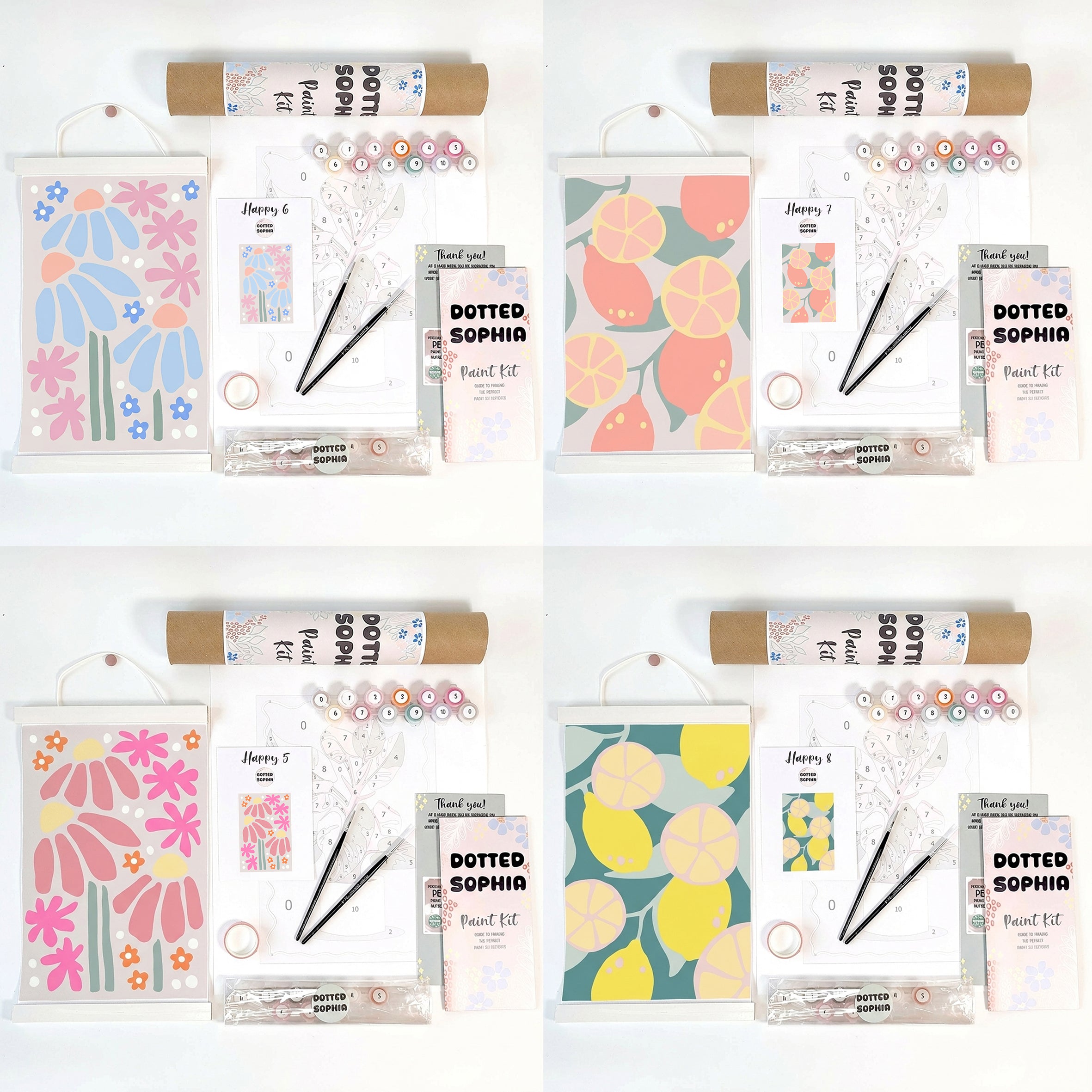 Sip and Paint by Number kit, DIY make your own modern wall art Dotted Sophia with everything included Easy Beginners Wellbeing