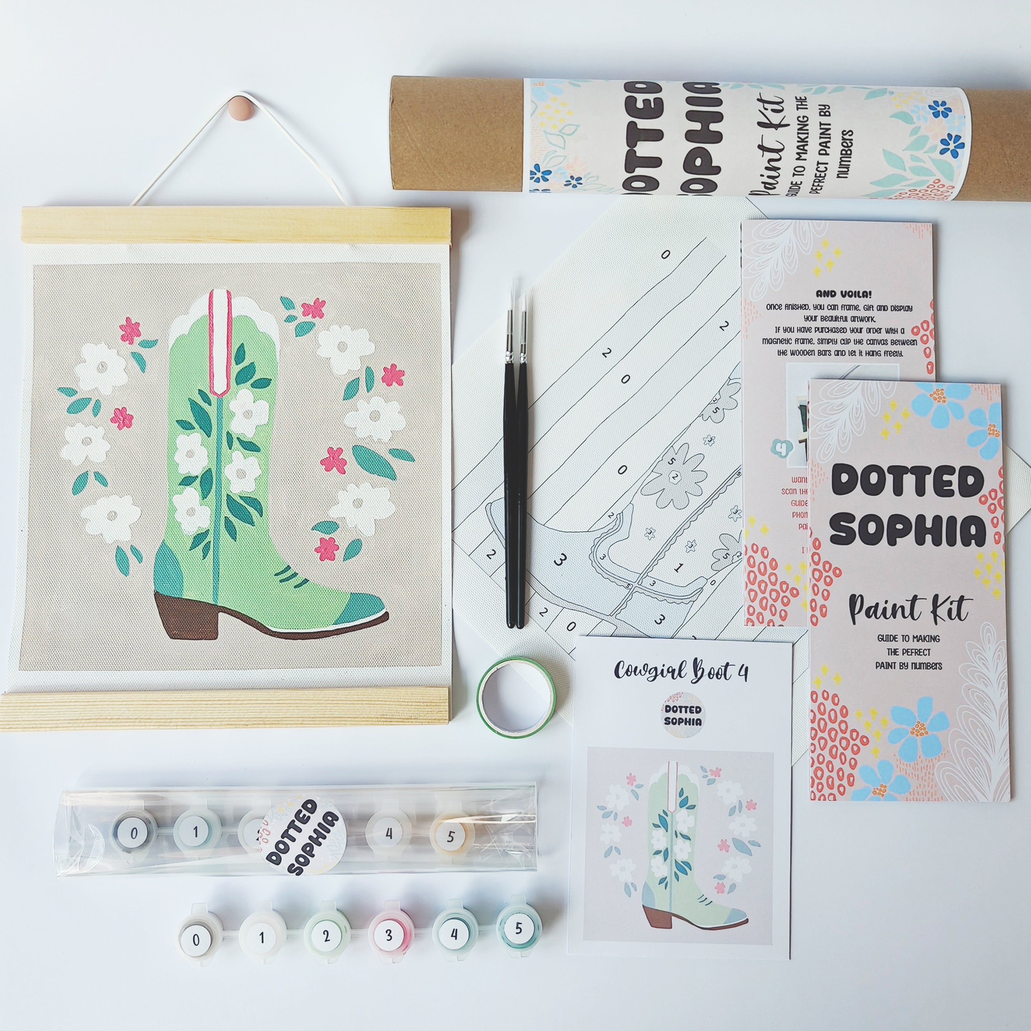 Green Cowgirl Boot Paint by Number Kit: Adult Craft, Hen Do, Bachelorette Party Activity, Hoe Down, Last Rodeo, Last Disco, Let's Go Girls, Cowboy