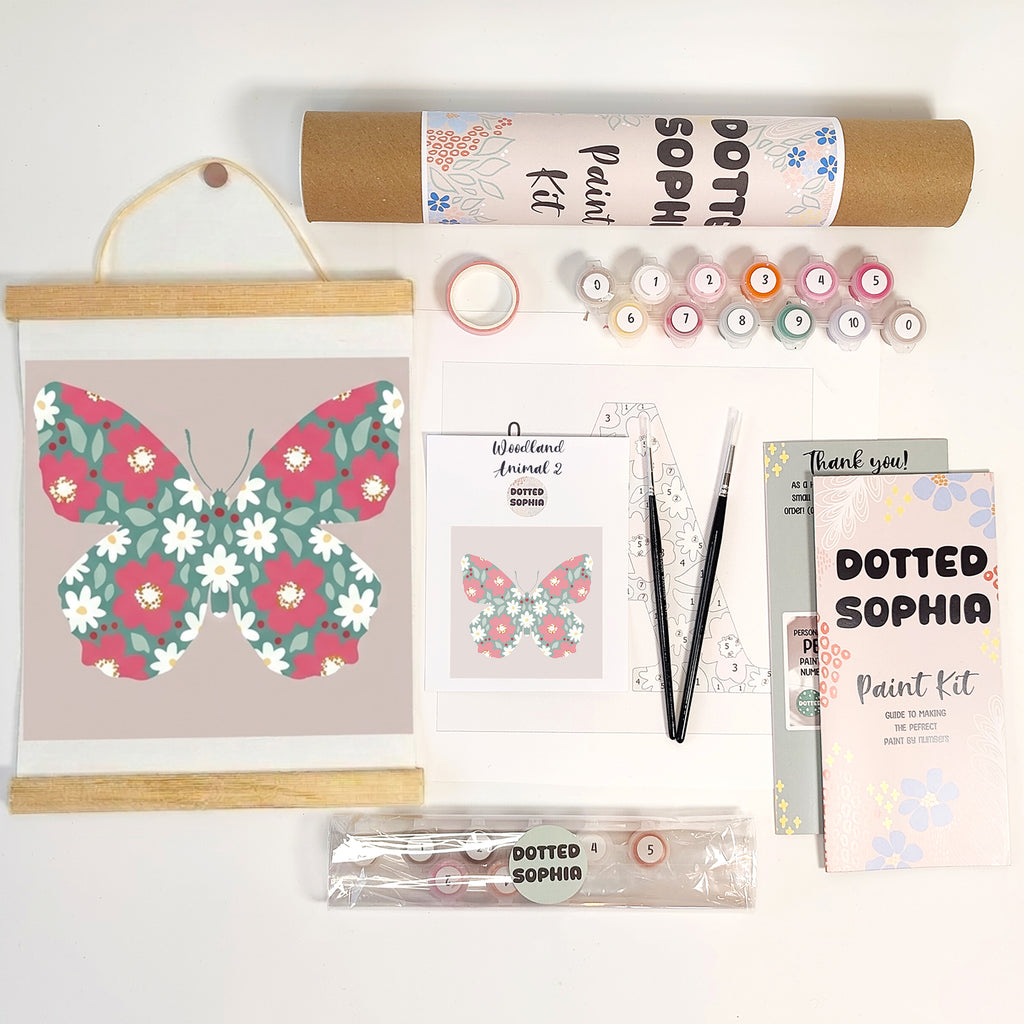 Sip and Paint by Number kit, DIY make your own modern wall art Dotted Sophia with everything included Easy Beginners Wellbeing Canvas