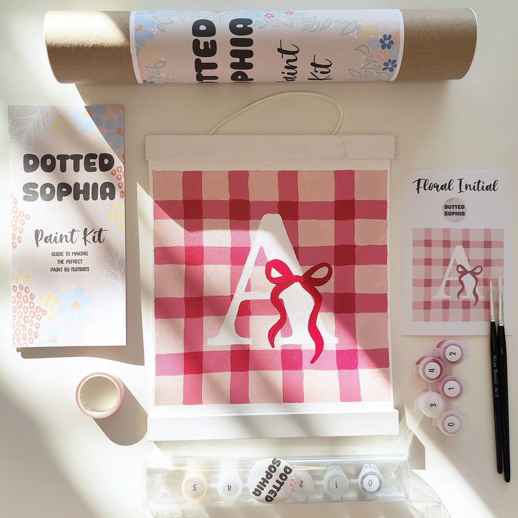 Custom Gingham Bow Initial Name Paint by Number Kit