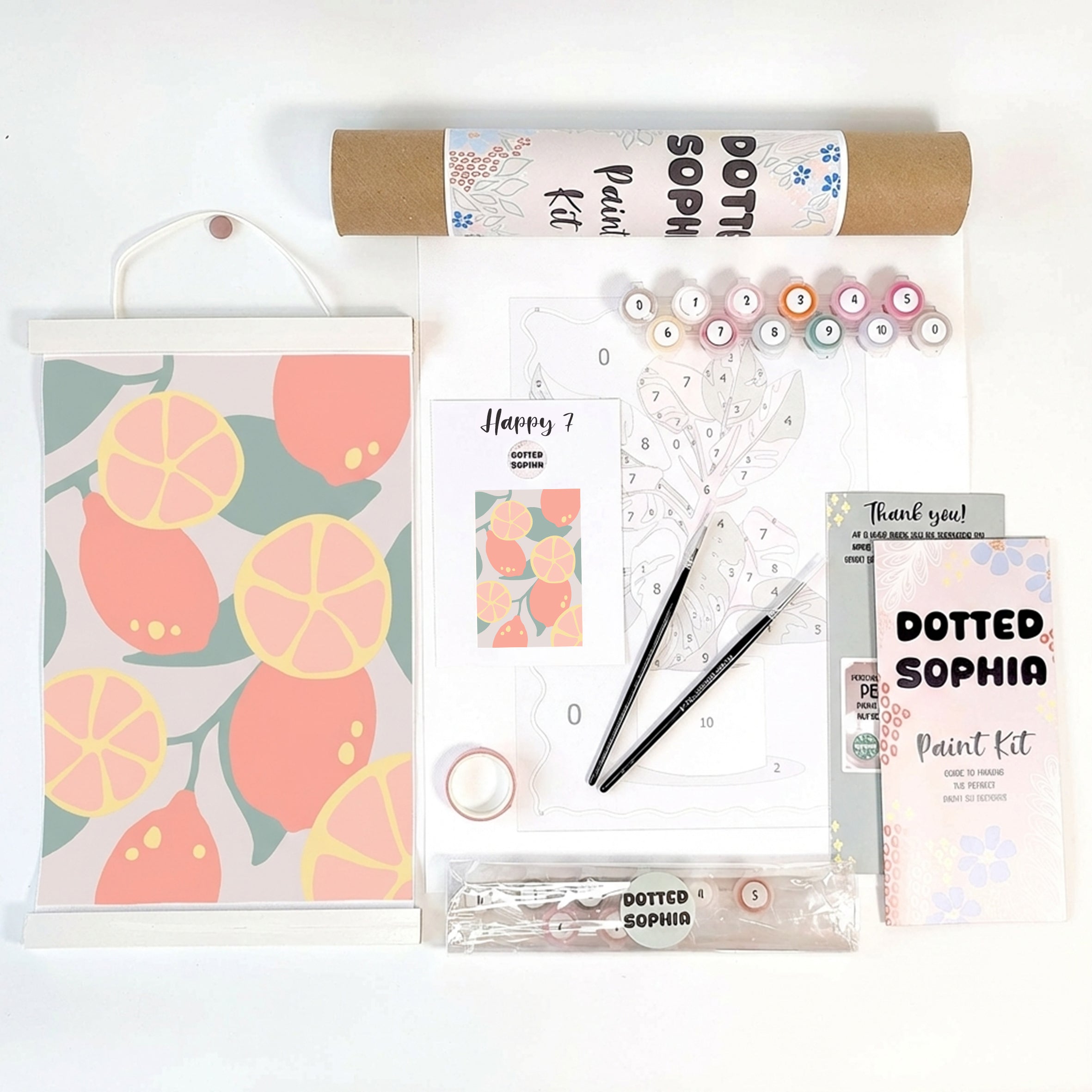 Summer Fruits Grapefruit Paint by Number Kit, host your own sip and paint garden party