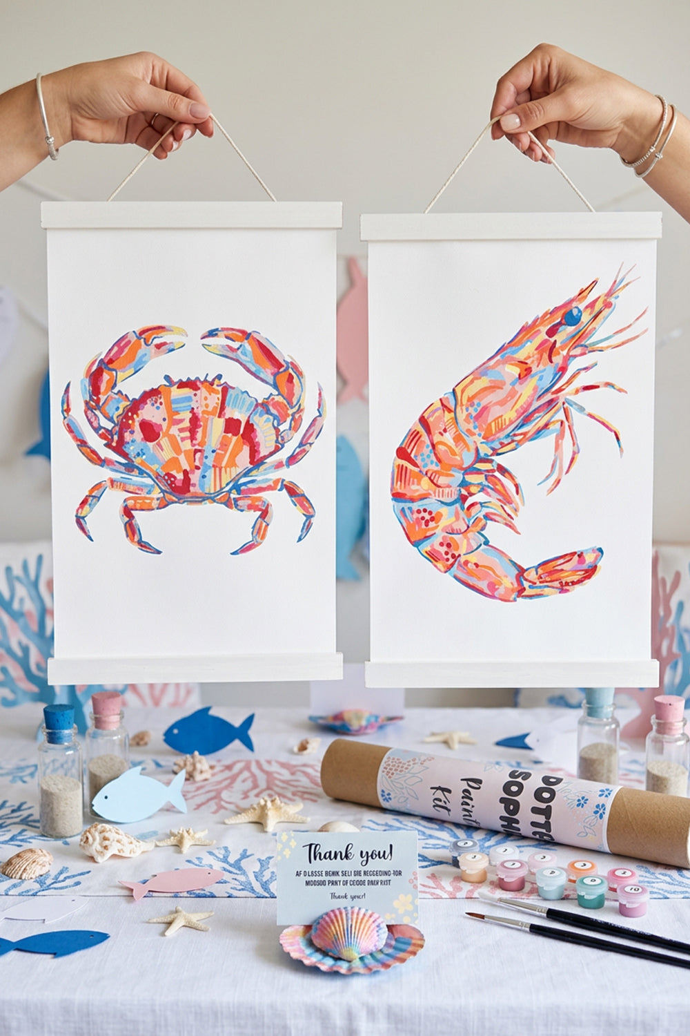 Ocean Animals Sip and Paint by Number Kit Series - Colourful Abstract Turtle