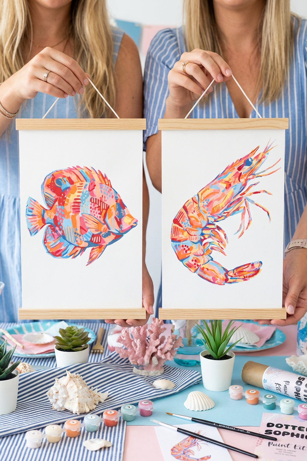 Ocean Animals Sip and Paint by Number Kit Series - Colourful Abstract Turtle