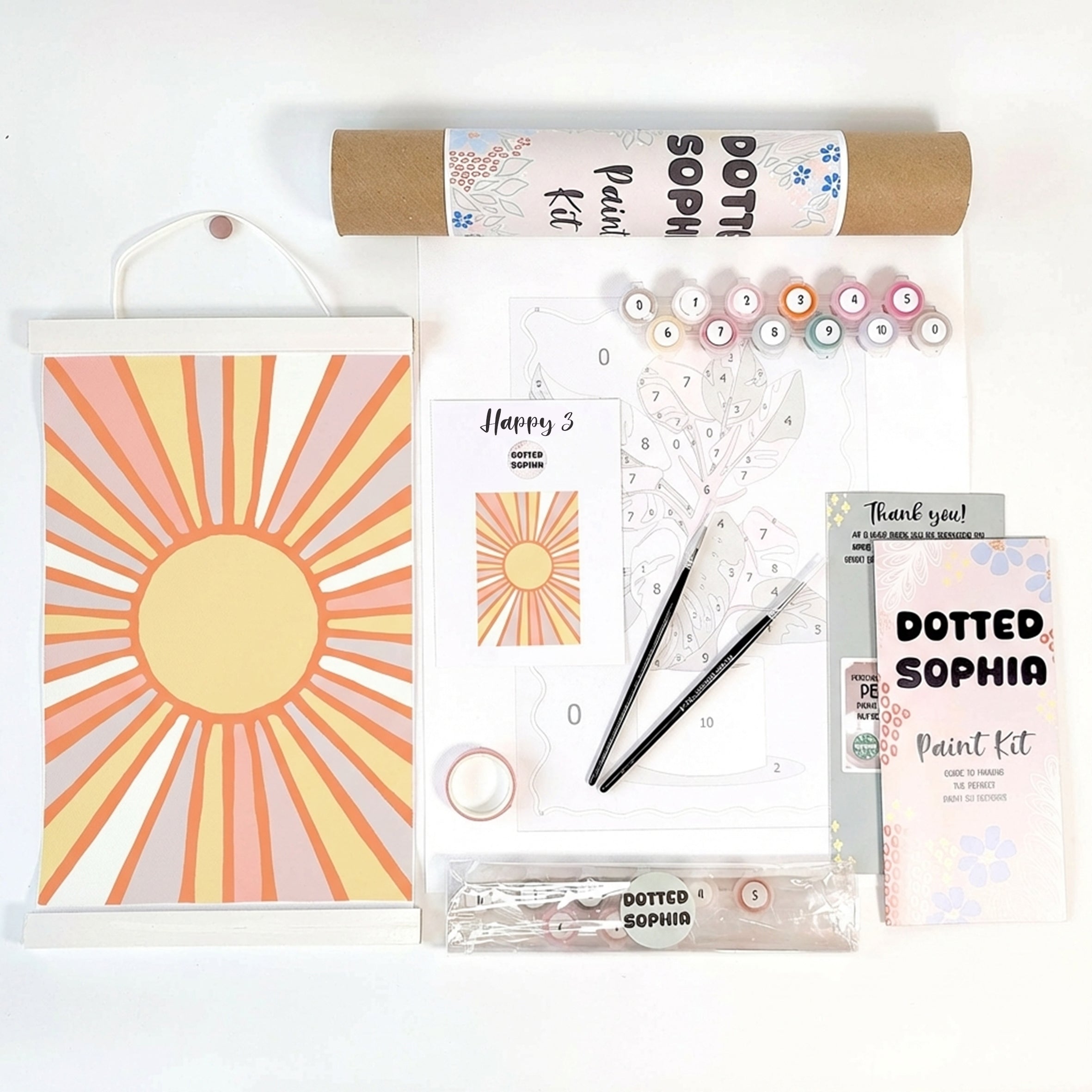 Sip and Paint by Number kit, DIY make your own modern wall art Dotted Sophia with everything included Easy Beginners Wellbeing Canvas