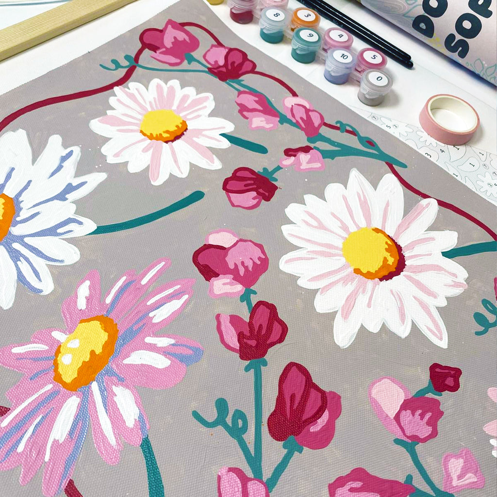 Born in April Birth Flowers Daisy and Sweet Pea Make your own special gift art and craft lovers
