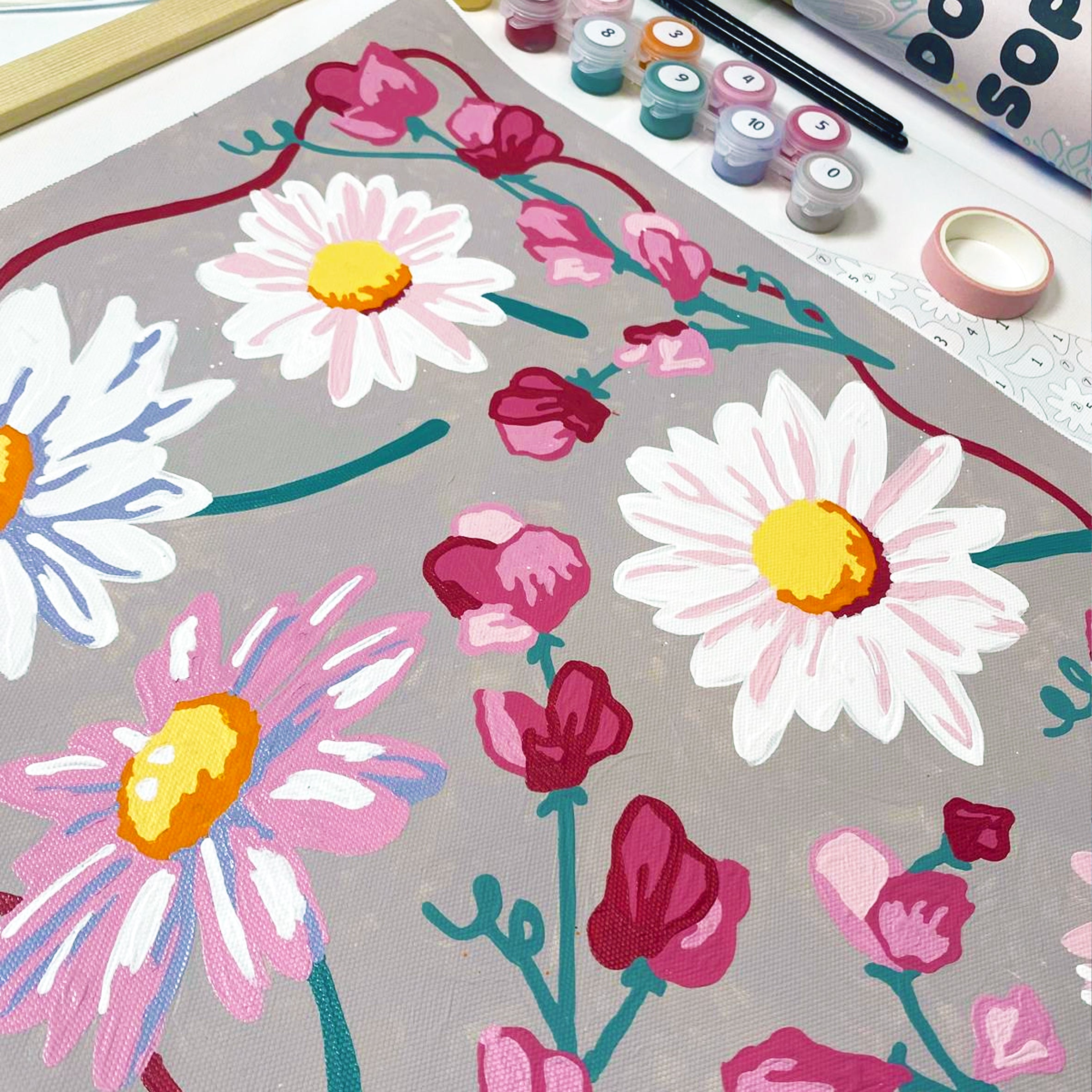 Born in April Birth Flowers Daisy and Sweet Pea Make your own special gift art and craft lovers