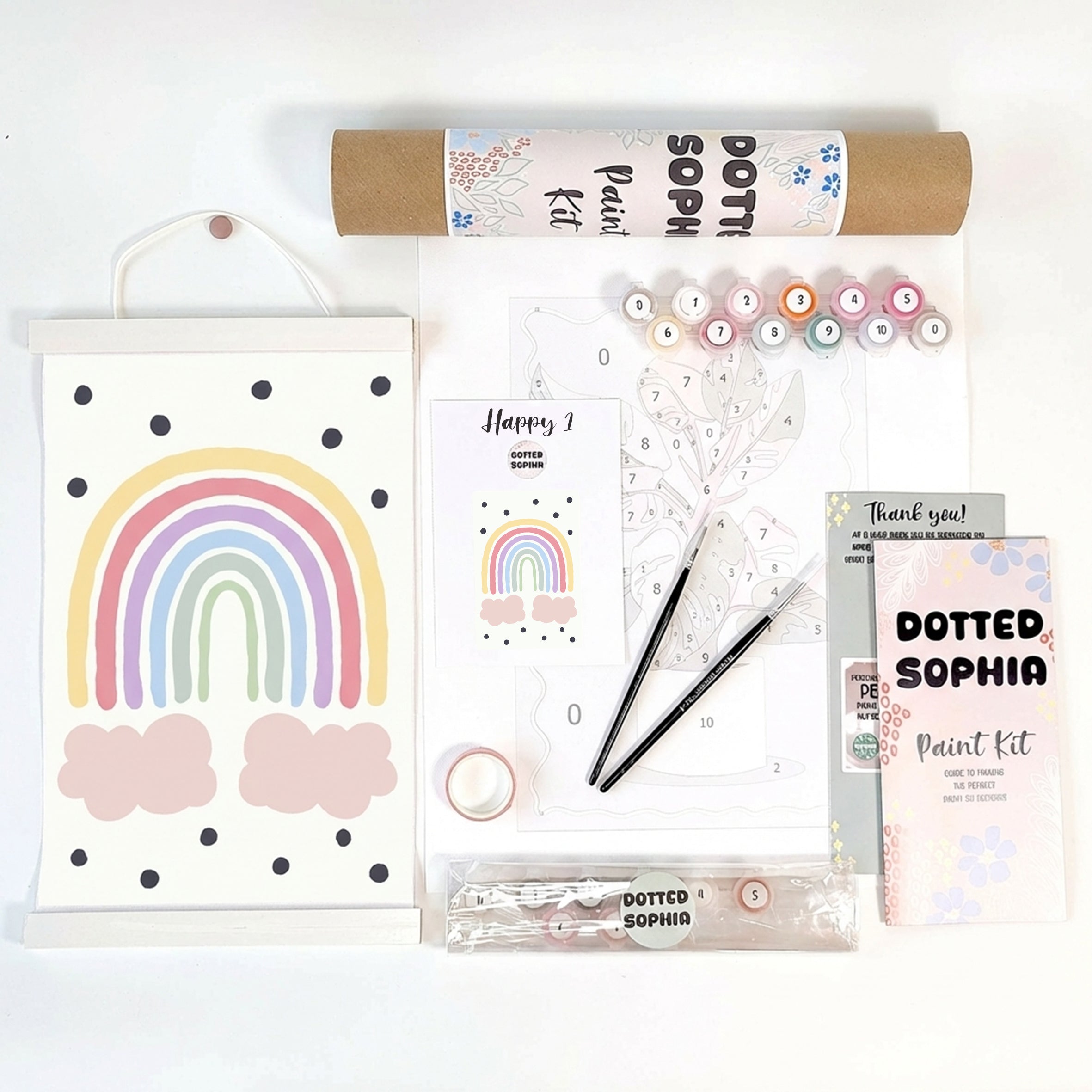 Sip and Paint by Number kit, DIY make your own modern wall art Dotted Sophia with everything included Easy Beginners Wellbeing Canvas