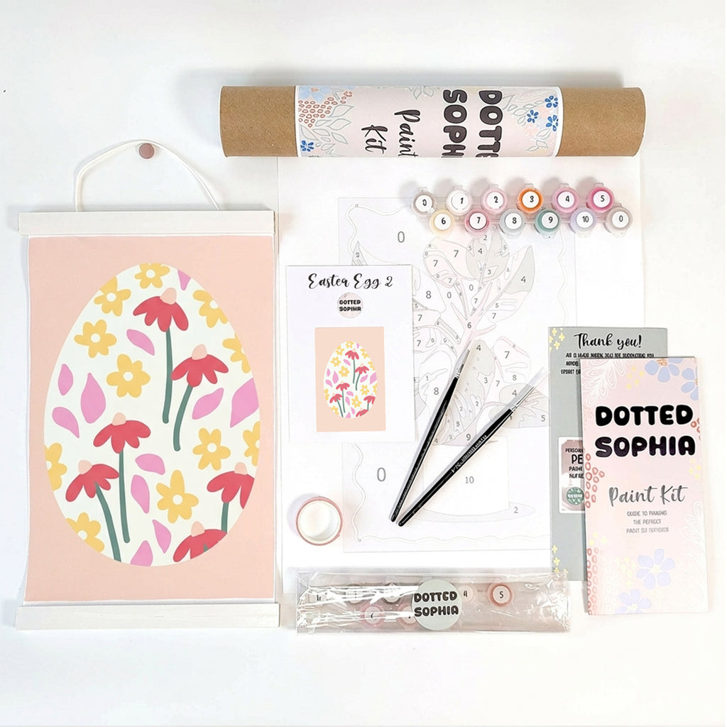 Sip and Paint by Number kit, DIY make your own modern wall art Dotted Sophia with everything included Easy Beginners Wellbeing Canvas