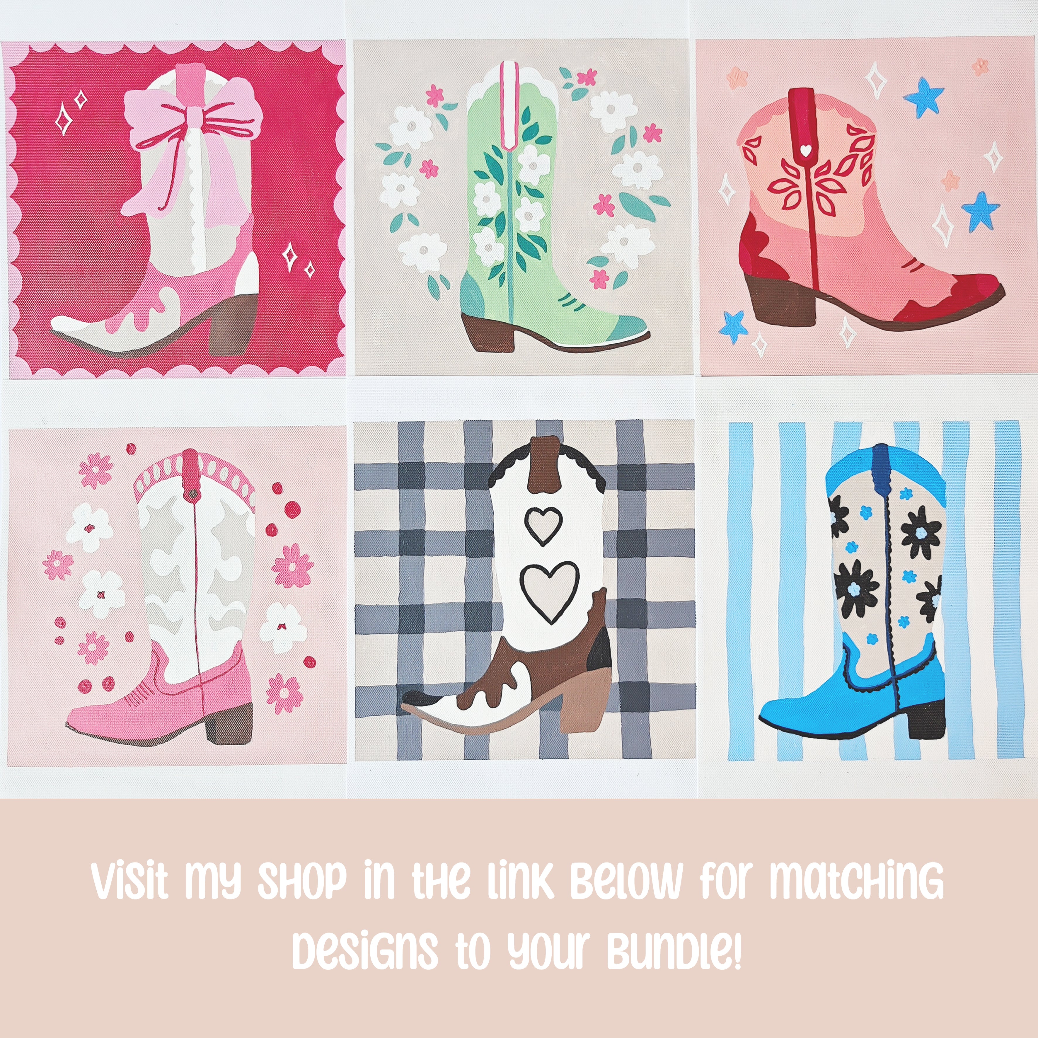 Black Cowgirl Boot Paint by Number Kit: Adult Craft, Hen Do, Bachelorette Party Activity, Hoe Down, Last Rodeo, Last Disco, Let's Go Girls, Cowboy