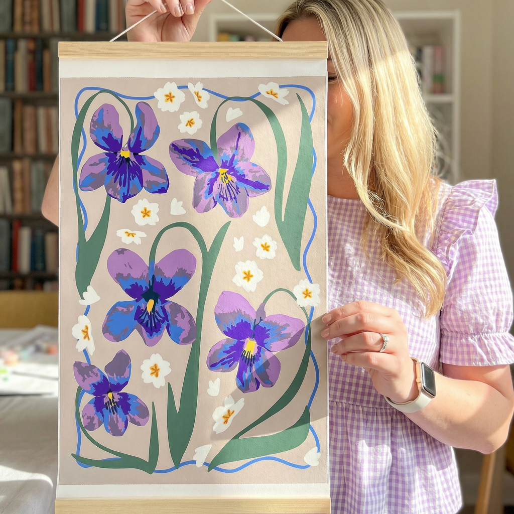 May Birth Flowers Lily of the Valley & Hawthorn Sip and Paint by Number Kit